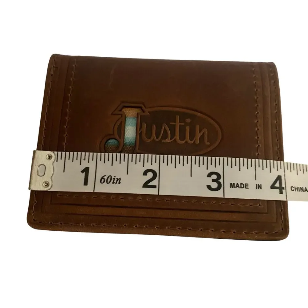 NWT Men’s JUSTIN Front Pocket Genuine Leather Brown RFID Card Wallet 2122825W7